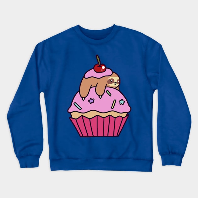 Cupcake Sloth Crewneck Sweatshirt by saradaboru